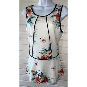 Weston Wear Size XS Bloomfall Sleeveless Peplum Floral Blouse Top Stretch EUC